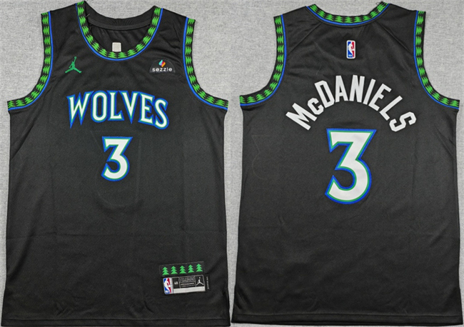 Minnesota Timberwolves #3 Jaden McDaniels Black 2026 Statement Edition Stitched Basketball Jersey