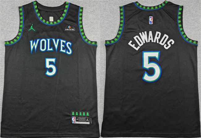 Minnesota Timberwolves #5 Anthony Edwards Black 2026 Statement Edition Stitched Basketball Jersey