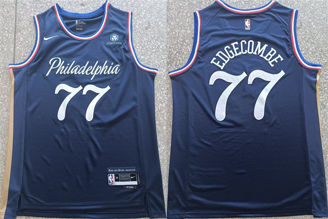 Philadelphia 76ers #77 V. J. Edgecombe Navy 2025-26 City Edition Stitched Jersey