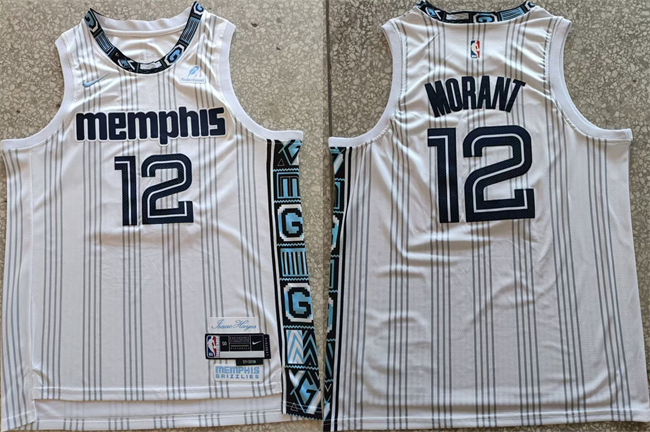 Memphis Grizzlies #12 Ja Morant White 2025-26 City Edition Edition Stitched Basketball Jersey