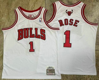 Chicago Bulls 1 Derek Rose White Hardwood Classics Soul AU Throwback Jersey