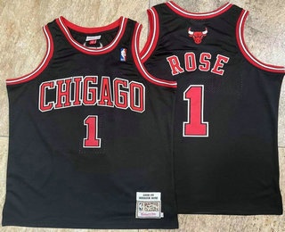 Chicago Bulls 1 Derek Rose Black Hardwood Classics Soul AU Throwback Jersey