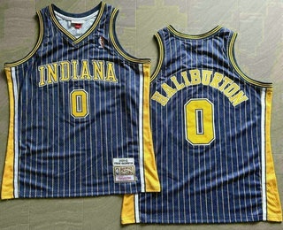 Indiana Pacers #0 Tyrese Haliburton Black Stripes Hollywood Classic Throwback AU Jersey
