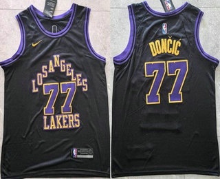 Los Angeles Lakers #77 Luka Doncic Black 2025 City Swingman Jersey