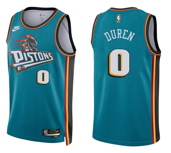 Detroit Pistons #0 Jalen Duren Teal Stitched Basketball Jersey Detroit Pistons #0 Jalen Duren Teal Stitched Basketball Jersey