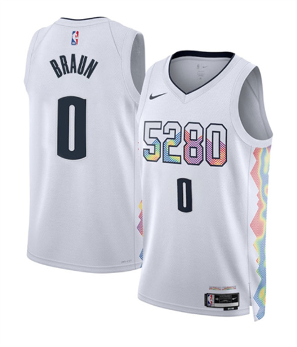 Denver Nuggets #0 Christian Braun White 2024-25 City Edition Stitched Basketball Jersey