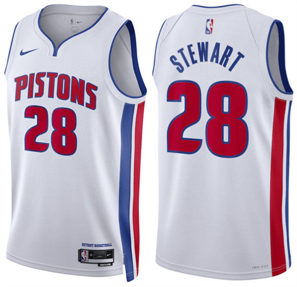 Detroit Pistons #28 Isaiah Stewart White Association Edition Stitched Basketball Jersey