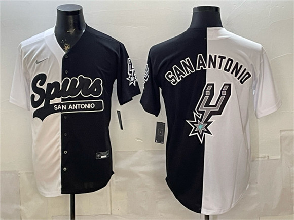 San Antonio Spurs Team Big Logo White Black Stitched Jersey