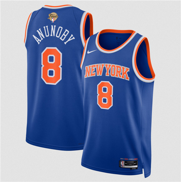 New Yok Knicks #8 OG Anunoby Blue 2026 Finals Patch Icon Edition Stitched Basketball Jersey