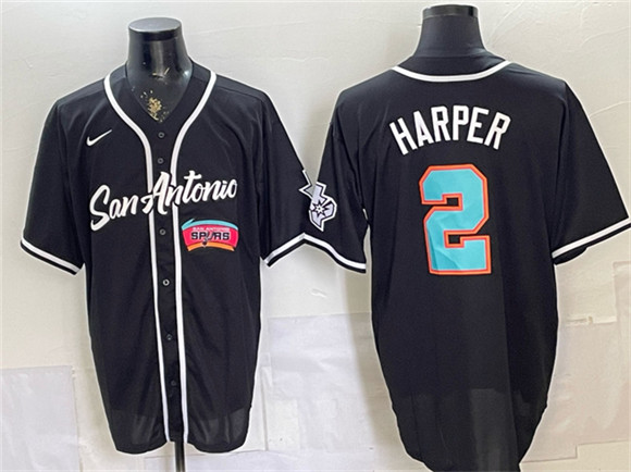 San Antonio Spurs #2 Dylan Harper Black Stitched Baseball Jerseys San Antonio Spurs #2 Dylan Harper Black Stitched Baseball Jerseys