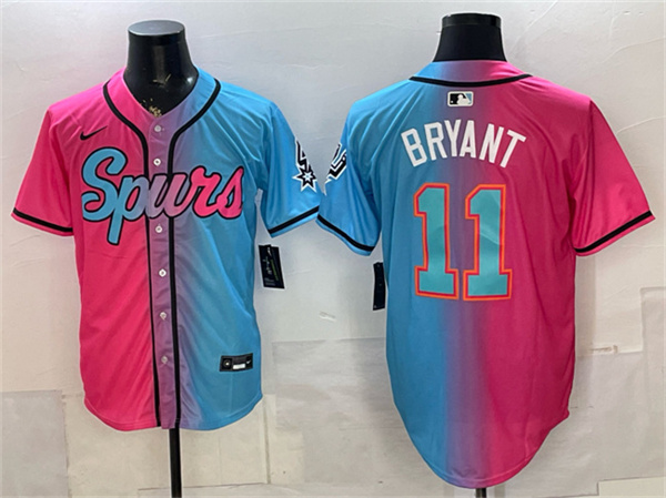San Antonio Spurs #11 Carter Bryant Pink Blue Limited Stitched Baseball Jersey San Antonio Spurs #11 Carter Bryant Pink Blue Limited Stitched Baseball Jersey
