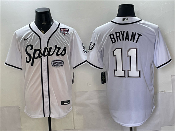 San Antonio Spurs #11 Carter Bryant White USA 250' Patch Stitched Baseball Jersey San Antonio Spurs #11 Carter Bryant White USA 250' Patch Stitched Baseball Jersey