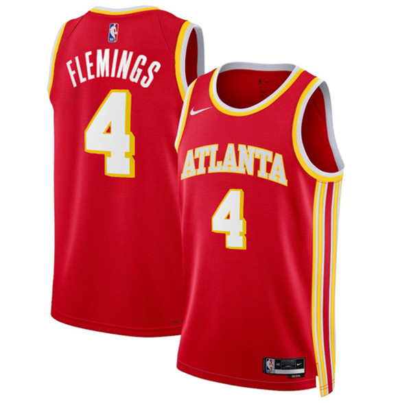 Atlanta Hawks #4 Kingston Flemings Red 2026 Draft Icon Edition Stitched Jersey Atlanta Hawks #4 Kingston Flemings Red 2026 Draft Icon Edition Stitched Jersey