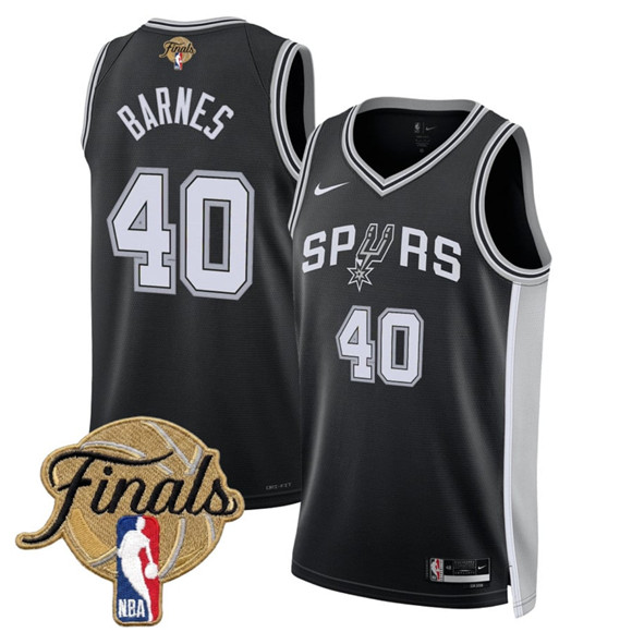 San Antonio Spurs #40 Harrison Barnes Black 2026 Finals Patch Icon Edition Stitched Basketball Jersey San Antonio Spurs #40 Harrison Barnes Black 2026 Finals Patch Icon Edition Stitched Basketball Jersey