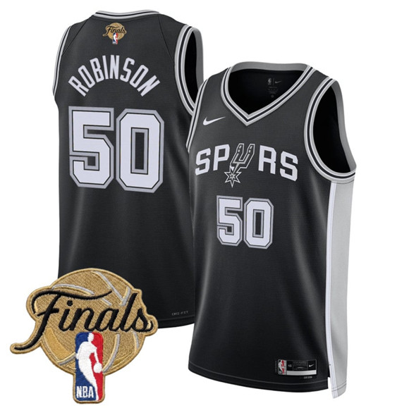 San Antonio Spurs #50 David Robinson Black 2026 Finals Patch Icon Edition Stitched Basketball Jersey San Antonio Spurs #50 David Robinson Black 2026 Finals Patch Icon Edition Stitched Basketball Jersey