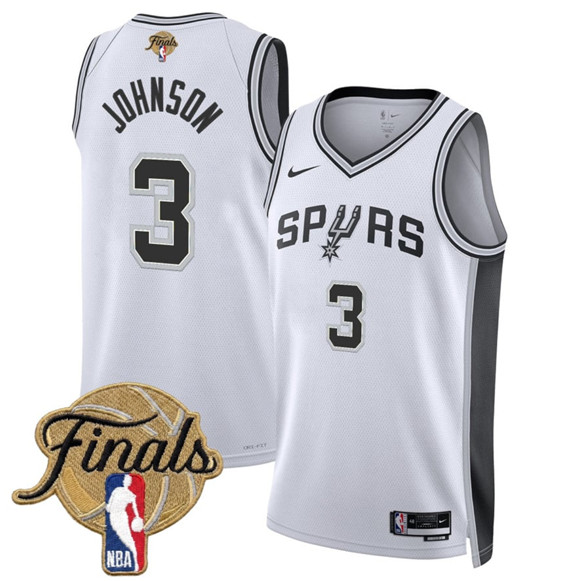 San Antonio Spurs #3 Keldon Johnson White 2026 Finals Patch Association Edition Stitched Basketball Jersey San Antonio Spurs #3 Keldon Johnson White 2026 Finals Patch Association Edition Stitched Basketball Jersey