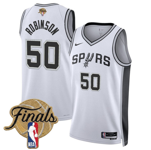 San Antonio Spurs #50 David Robinson White 2026 Finals Patch Association Edition Stitched Basketball Jersey