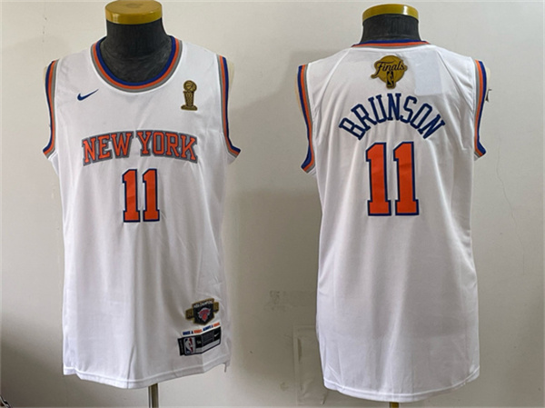 New York Knicks #11 Jalen Brunson White 2026 Finals Champions Patch Stitched Jersey New York Knicks #11 Jalen Brunson White 2026 Finals Champions Patch Stitched Jersey