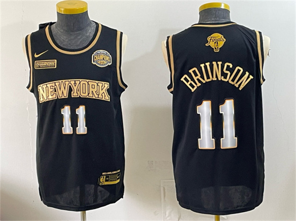 New York Knicks #11 Jalen Brunson Black Gold 2026 Finals & Eastern Conference Champions Patch Stitched Jersey New York Knicks #11 Jalen Brunson Black Gold 2026 Finals & Eastern Conference Champions Patch Stitched Jersey
