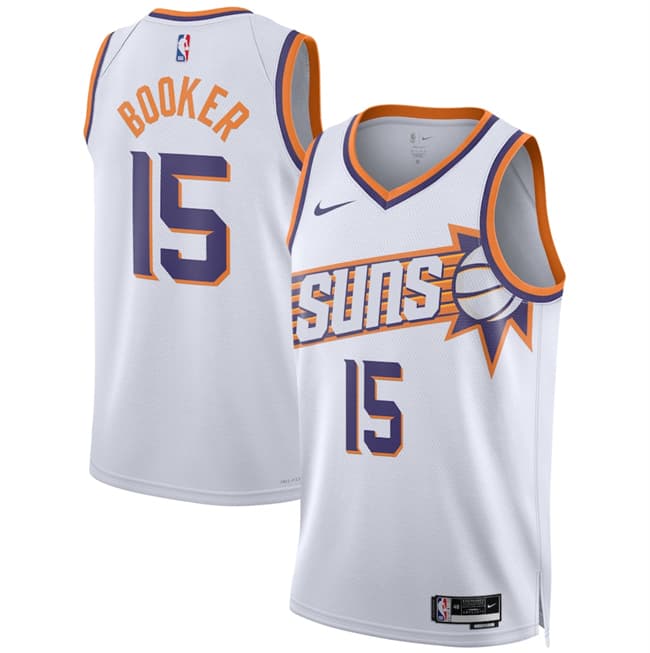 Phoenix Suns #15 Devin Booker White 2026 Association Edition Stitched Basketball Jersey Phoenix Suns #15 Devin Booker White 2026 Association Edition Stitched Basketball Jersey