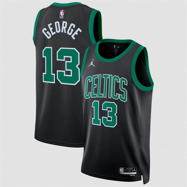Boston Celtics #13 Paul George Black Statement Edition Stitched Basketball Jersey Boston Celtics #13 Paul George Black Statement Edition Stitched Basketball Jersey