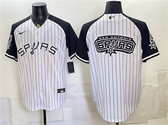 San Antonio Spurs Team Big Logo White Stitched Baseball Jersey