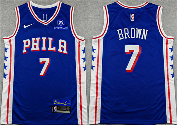 Philadelphia 76ers #7 Jaylen Brown Royal 2026 Icon Edition Stitched Jersey