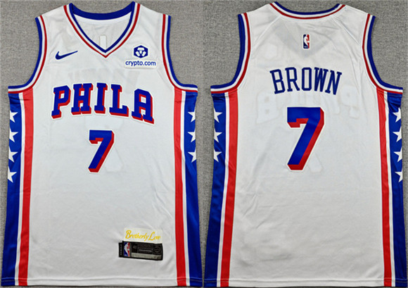 Philadelphia 76ers #7 Jaylen Brown White 2026 Association Edition Stitched Jersey