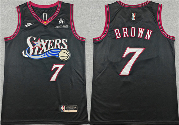 Philadelphia 76ers #7 Jaylen Brown Black 2026 Classic Edition Stitched Jersey