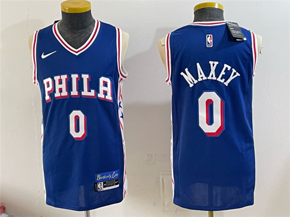 Philadelphia 76ers #0 Tyrese Maxey Royal Icon Edition Stitched Jersey
