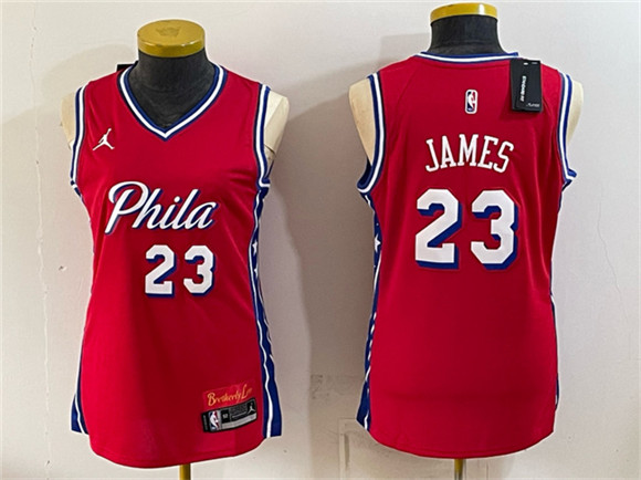 Women's Philadelphia 76ers #23 LeBron James Red 2026 Statement Edition Stitched Basketball Jersey(Run Small) Women's Philadelphia 76ers #23 LeBron James Red 2026 Statement Edition Stitched Basketball Jersey(Run Small)