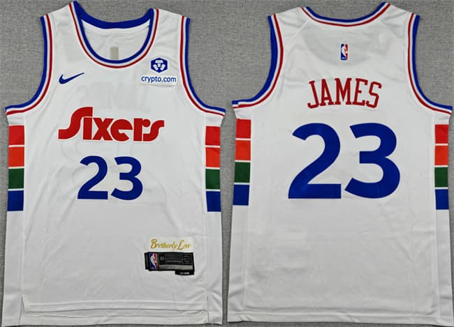 Philadelphia 76ers #23 LeBron James White City Edition Swingman Stitched Jersey