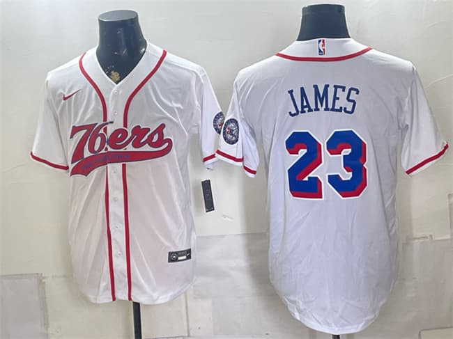 Philadelphia 76ers #23 LeBron James White Cool Base Stitched Baseball Jersey