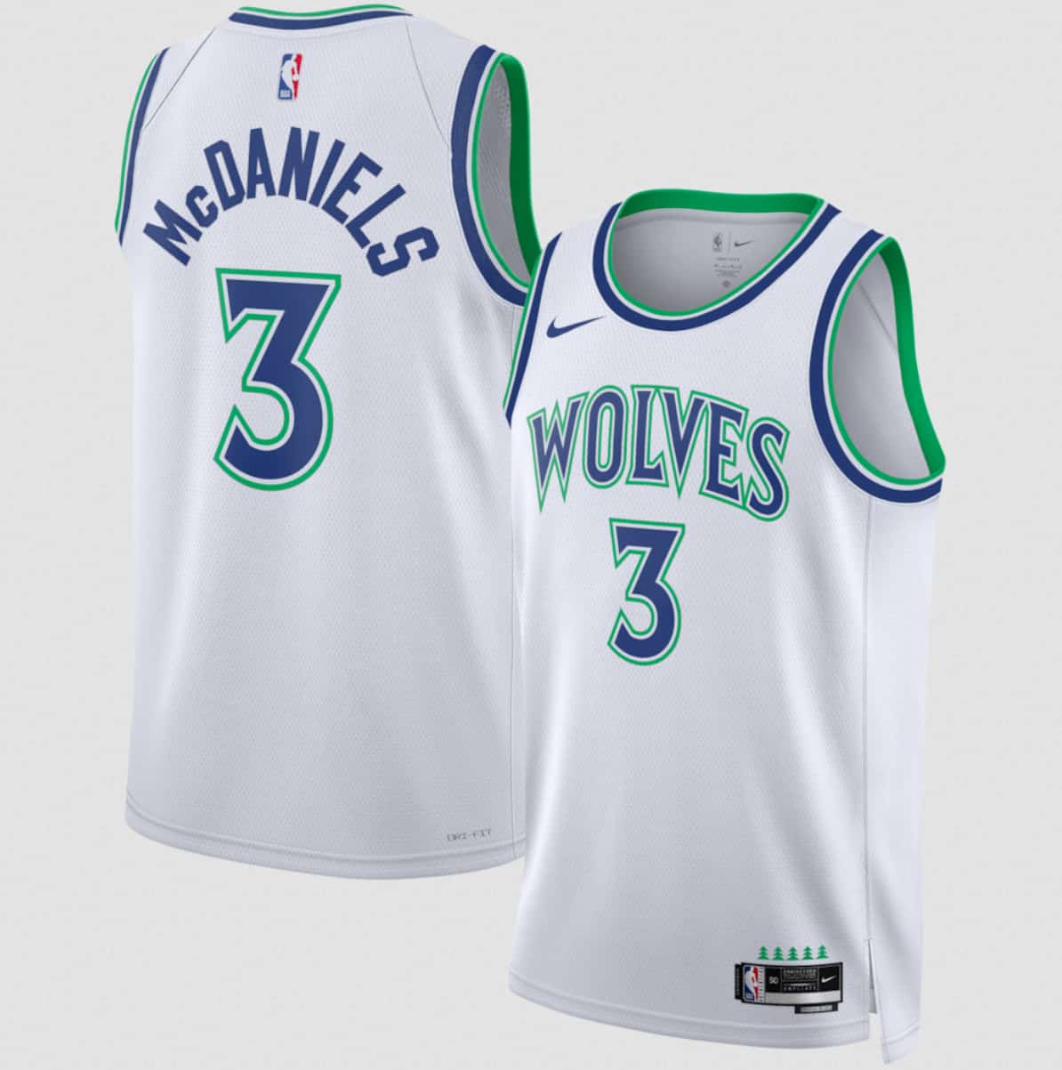 Minnesota Timberwolves #3 Jaden McDaniels White 2026-27 Association Swingman Edition Stitched Basketball Jersey Minnesota Timberwolves #3 Jaden McDaniels White 2026-27 Association Swingman Edition Stitched Basketball Jersey
