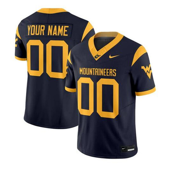 West Virginia Mountaineers ACTIVE PLAYER Custom Navy 2025 F.U.S.E. Stitched Jersey