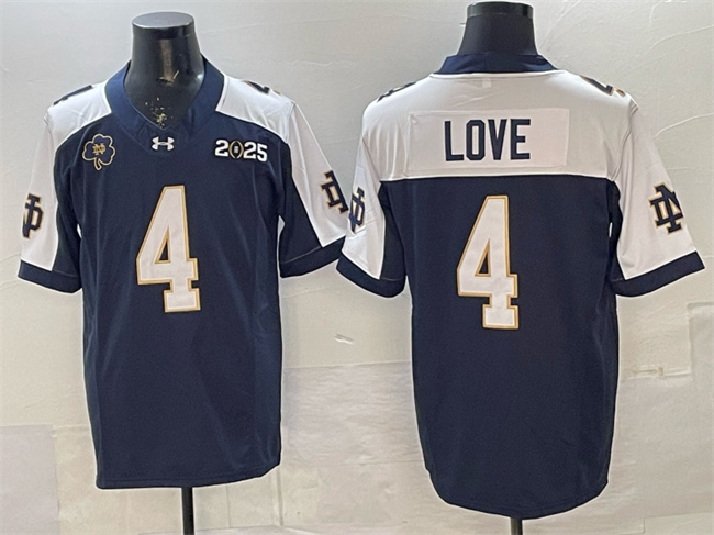 Notre Dame Fighting Irish #4 Jeremiyah Love Navy Alternate F.U.S.E. 2025 CFP Final Patch Limited Stitched Football Jersey
