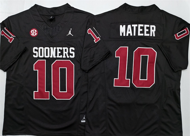 Oklahoma Sooners #10 John Mateer Black 2025 F.U.S.E. Stitched Jersey