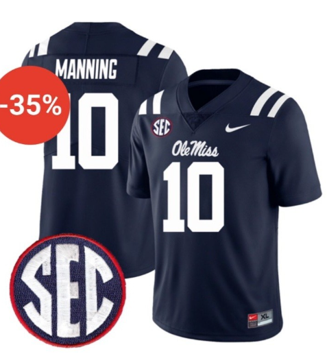 Ole Miss Rebels #10 Eli Manning Navy F.U.S.E. Stitched Jersey