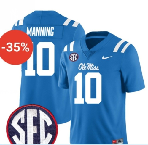 Ole Miss Rebels #10 Eli Manning Blue F.U.S.E. Stitched Jersey