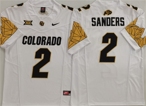 Colorado Buffaloes #2 Shadeur Sanders White With XII Patch 2025 F.U.S.E. Stitched Football Jersey
