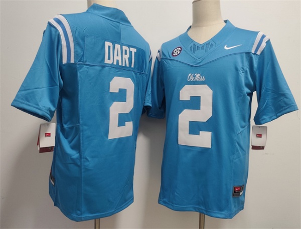Ole Miss Rebels #2 Jaxson Dart Powder Blue F.U.S.E. Stitched Football Jersey