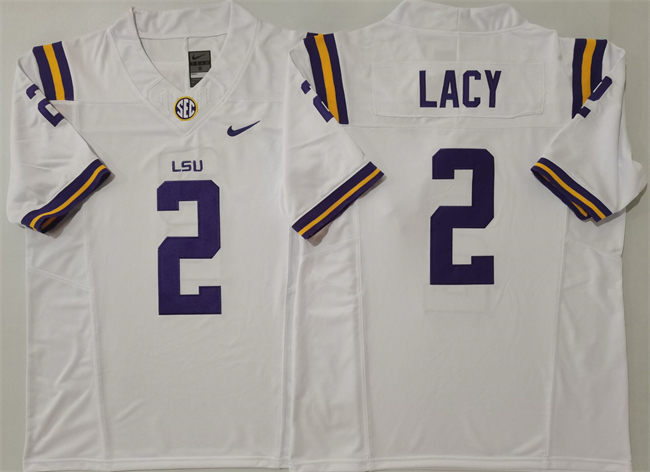 LSU Tigers #2 Kyren Lacy White F.U.S.E. Stitched Jersey