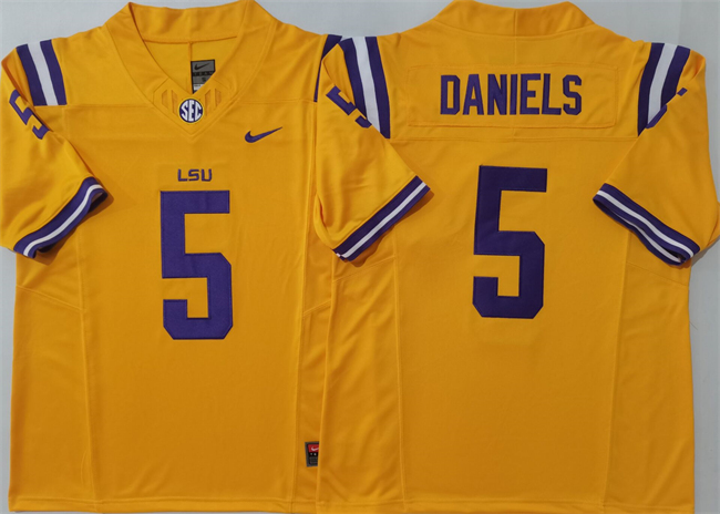 LSU Tigers #5 Jayden Daniels Yellow F.U.S.E. Stitched Jersey