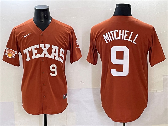 Texas Longhorns #9 Joley Mitchell Orange 2025 Softball National Champions & SEC Patch Stitched Jersey