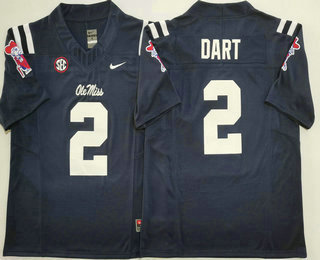 Ole Miss Rebels #2 Jaxson Dart Navy Blue 2025 FUSE College Football Jersey