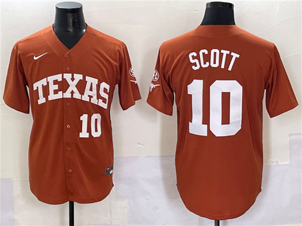 Texas Longhorns #10 Mia Scott Orange SEC Patch Stitched Jersey
