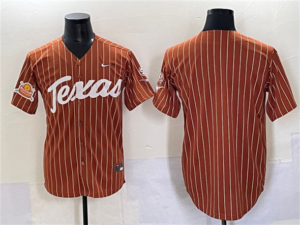 Texas Longhorns Blank Orange Pinstripe 2025 Softball National Champions & SEC Patch Stitched Jersey