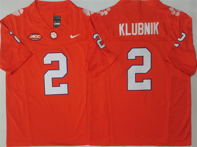 Clemson Tigers #2 Cade Klubnik Orange F.U.S.E. Stitched Football Jersey
