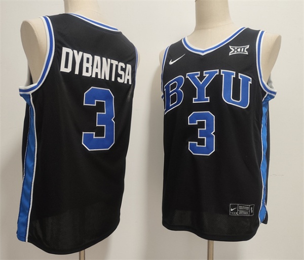 BYU Cougars #3 AJ Dybantsa Black Stitched Basketball Jersey