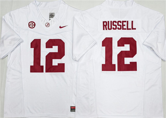 Men's Alabama Crimson Tide #12 Keelon Russell White 2026 F.U.S.E Stitched Football Jersey